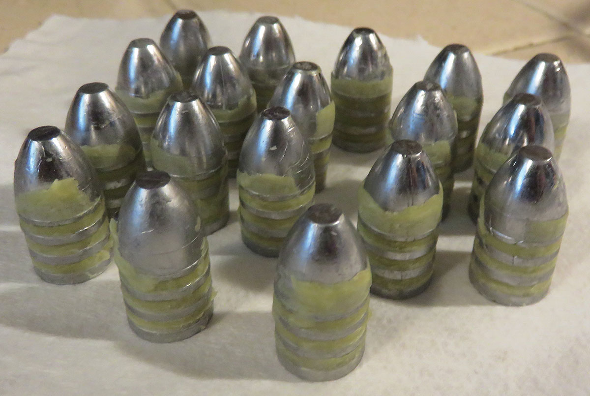 After “cake cutting” the bullets were well lubed with the beeswax.